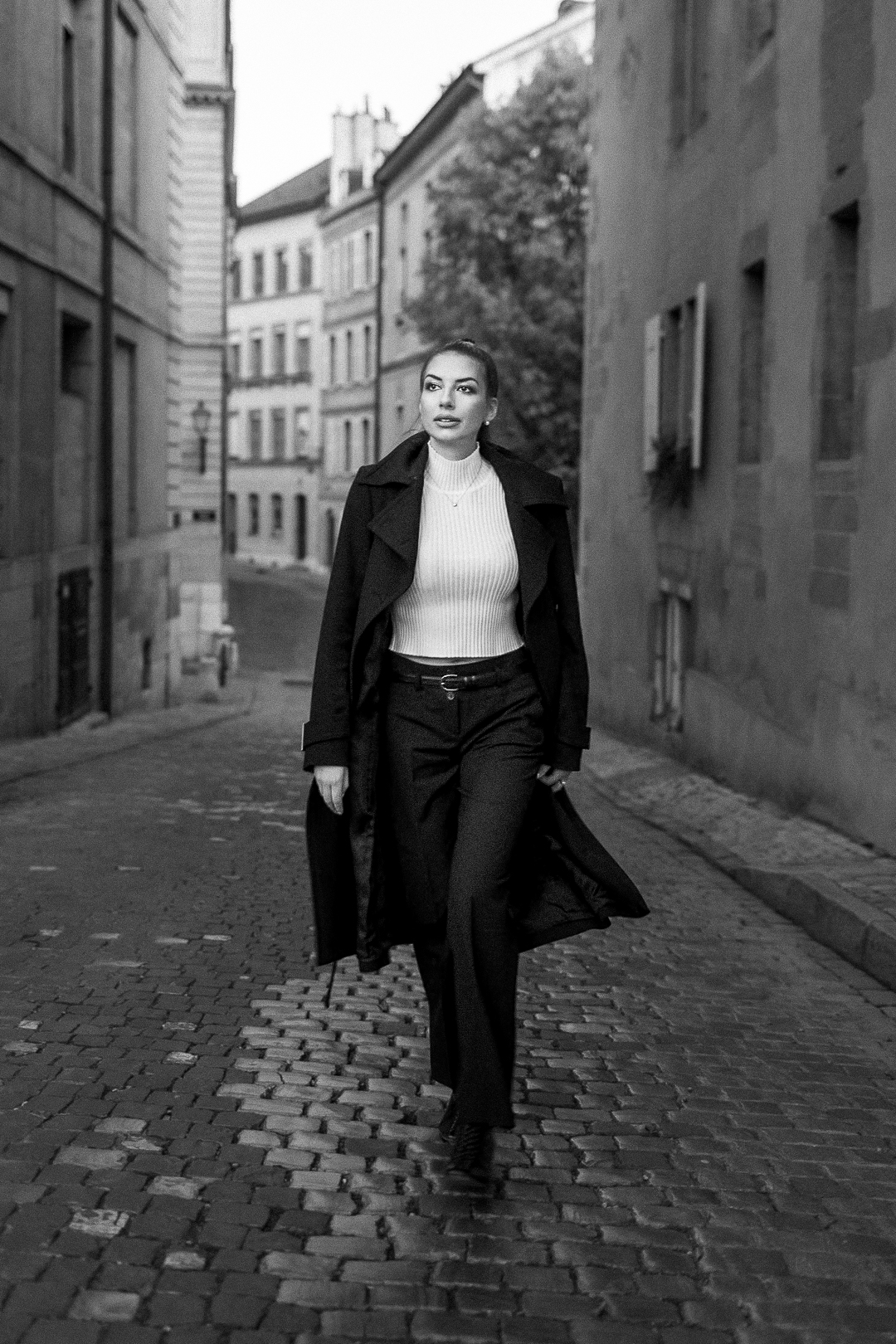 Evgeniya in Geneva’s Old Town at dawn